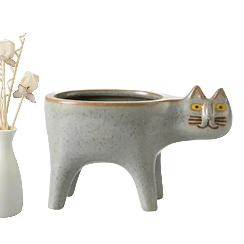 

Ceramic Flower Pot Cute Cat Shape Garden Pots Succulent Planter Plant Container Home Desktop Decor Vase For Living Room