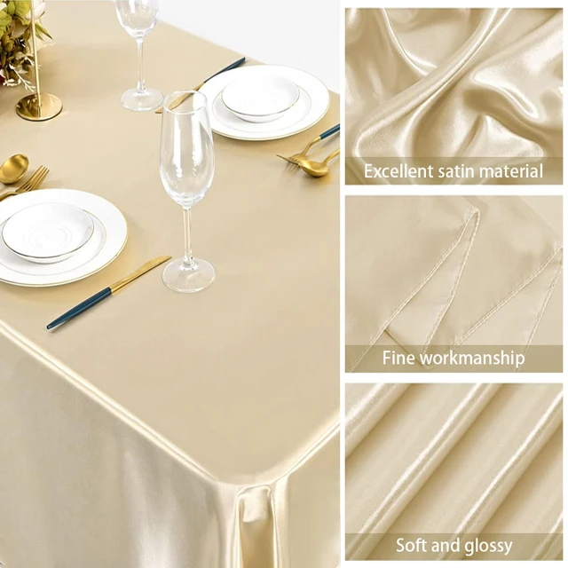 Grande Nappe en Satin Solide, Lisse et Brillante, Couverture de Table pour Mariage, Noël, Banquet, ixdes Travailleurs, Décoration de Maison 3
