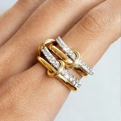 Elegant Two - Tone Copper Stacking Ring - Hypoallergenic Fashion Jewelry - 8 (R911)