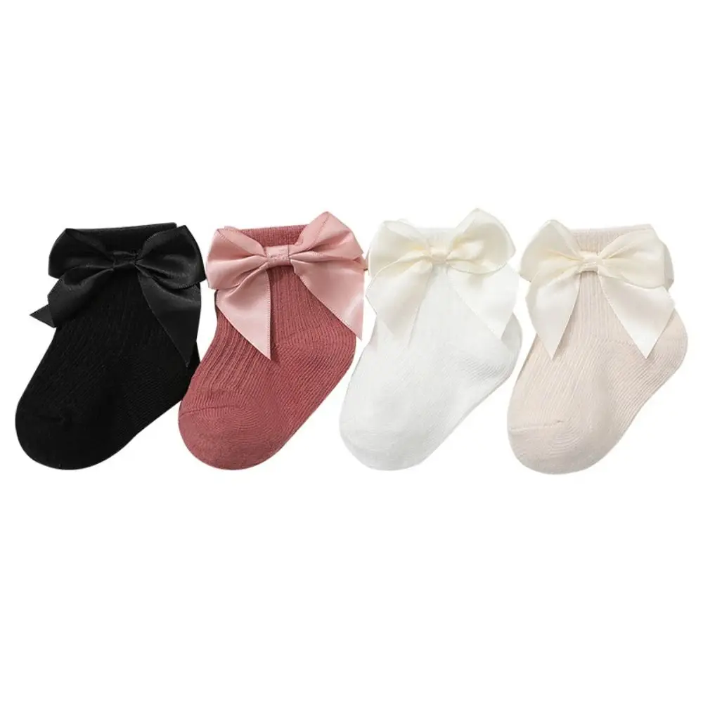8Pairs Fashion Bowknot Baby Cotton Socks Stripe Breathable Toddle Short Tube Socks Cute Autumn Spring Infant Solid Socks Newborn