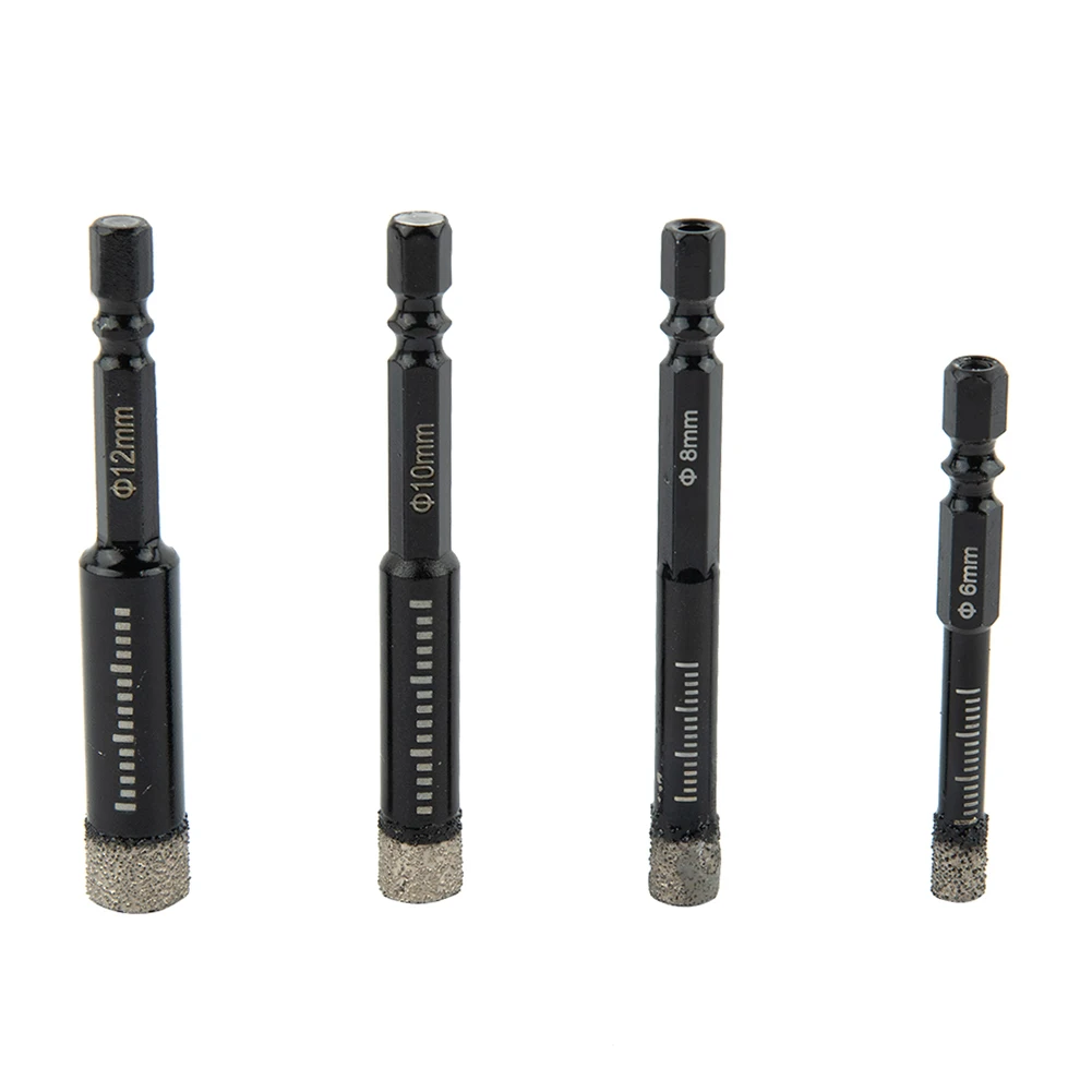 

4PCS Diamond Dry Drill Bit 6.35mm Hex Shank Brazed Diamond Hole Saw Cutter Granite Marble Drill Bits With Cooling Wax