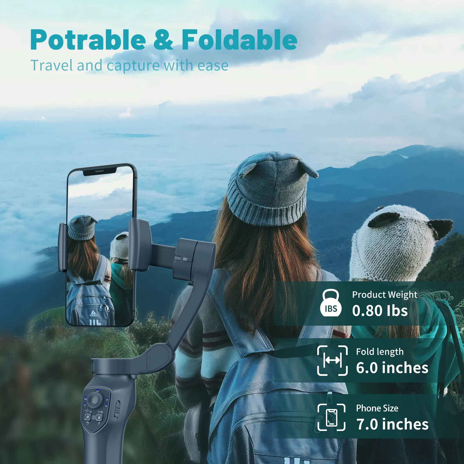 L7CPro 3-Axis Handheld Gimbal with AI Face Tracking&Fill Light Anti-Shake Stabilizer for iPhone/Android Perfect for Vlog