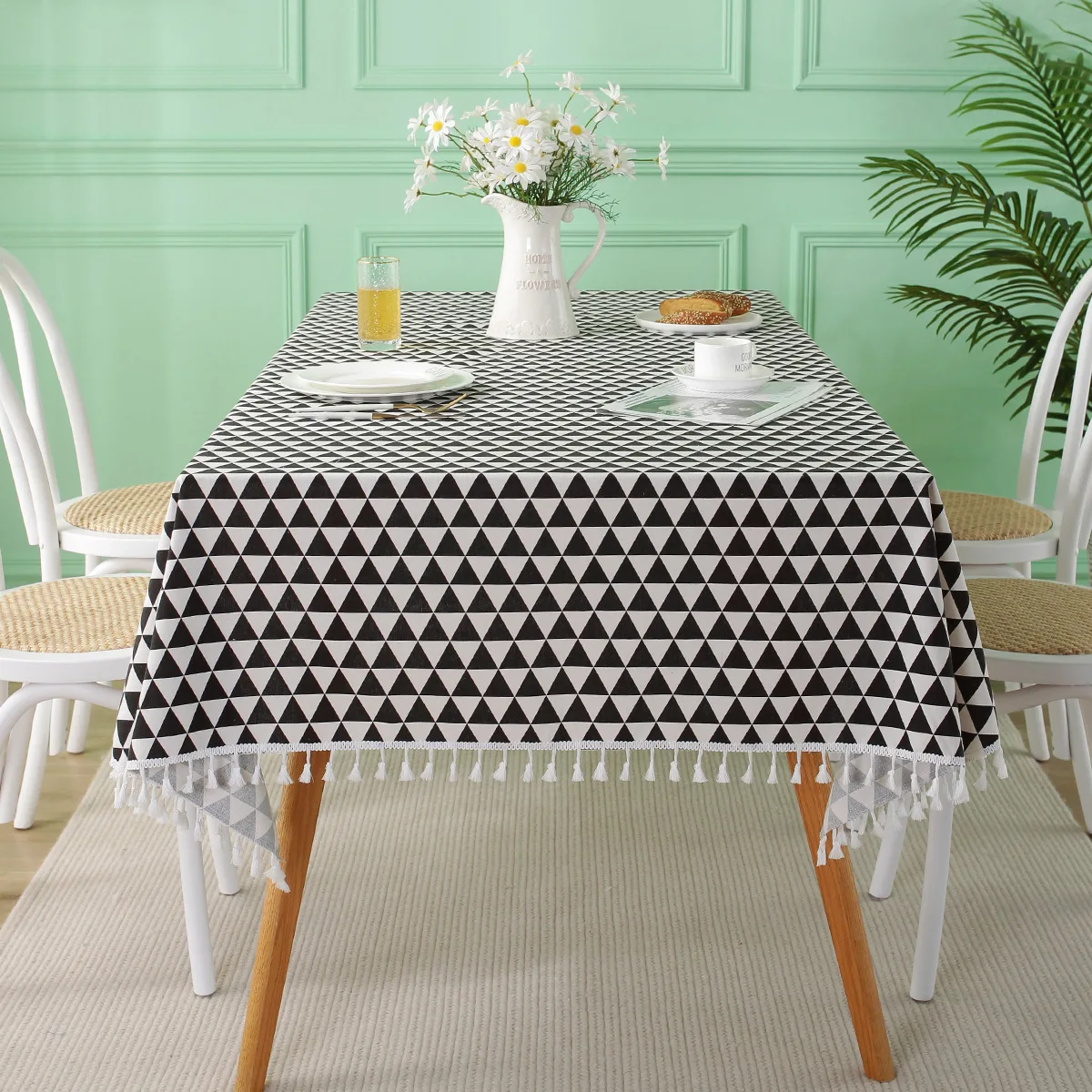 

2024 Printed rectangular tablecloth with a high sense yellow