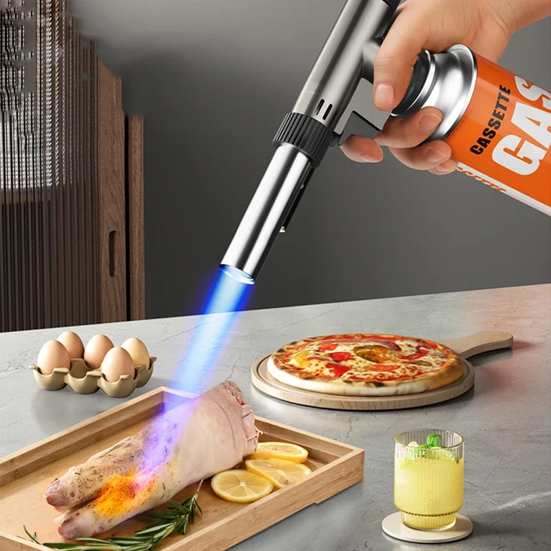 Portable Welding Gas Torch Flame Gun Butane Burner Kitchen Ignition Outdoor Camping BBQ Lighter Flamethrower Welding Equipment
