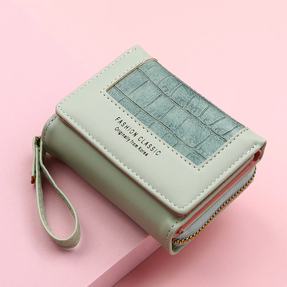 

2023 Fashion Square Plaid Women's Short Wallet Large Capacity Multi-card Zipper Bags for Women Trendy Texture 3 Fold Coin Purse
