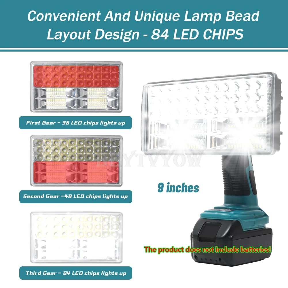 40W 4200LM Cordless LED Spotlight Floodlight Compatible with Makita 18V Battery