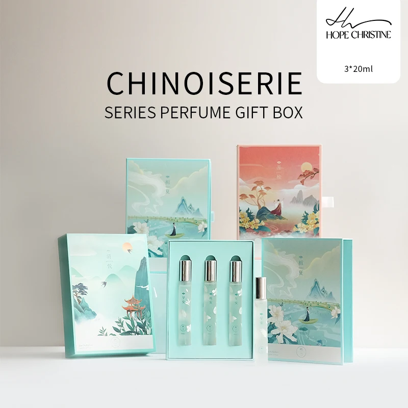 HOPE CHRISTINE Chinoiserie Series Women's Sample Perfume Gift Box 3pcs*20ml Long-Lasting Light Fresh Scent for Holiday Gift