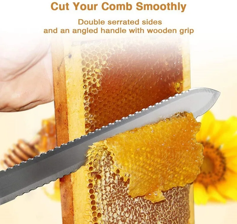 Stainless Steel Beekeeping Tool with Wooden Handle for Honey Cutting