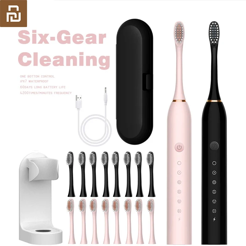 Electric Toothbrush Youpin Xiaomi 6 Gear Powerful Sonic Waterproof Smart Rechargeable 8 Brushheads Whitening