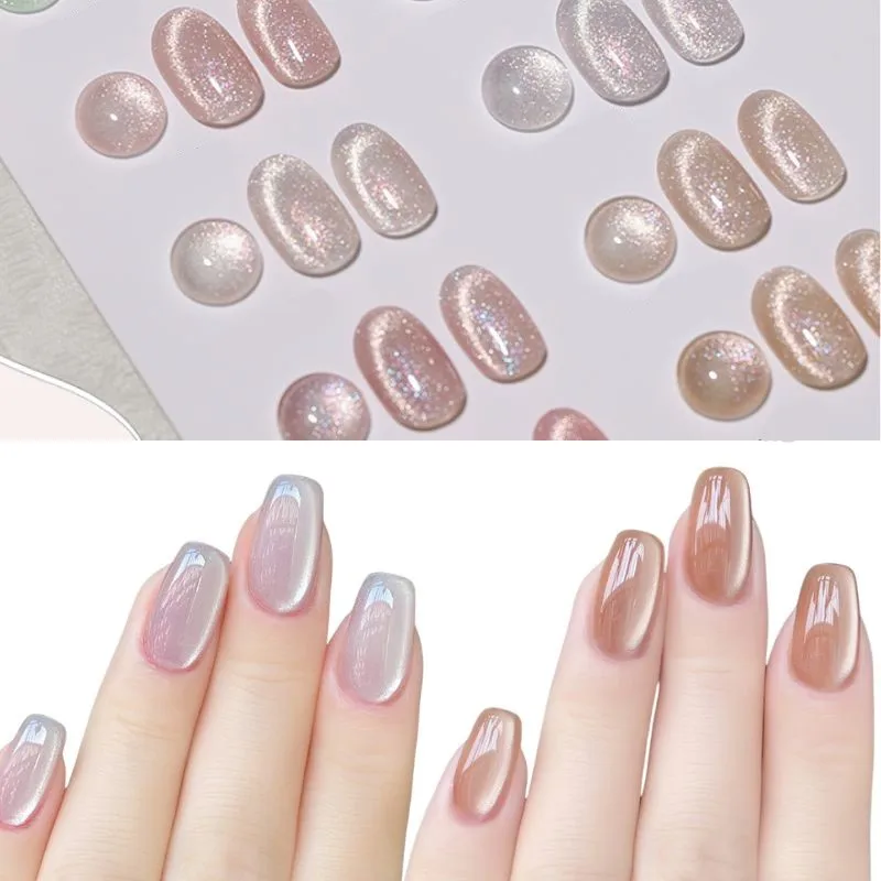 

10ml Glass Bead Flash Ceramics White Spar Cat Eye Gel Nail Polish Magnetic Gel Nude Color Semi Permanent Soak Off Nail Polish