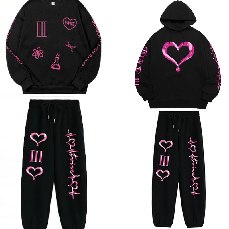 KPOP TWICE 4TH WORLD TOUR Ⅲ 2 Piece Set Tracksuit Women Sportwear