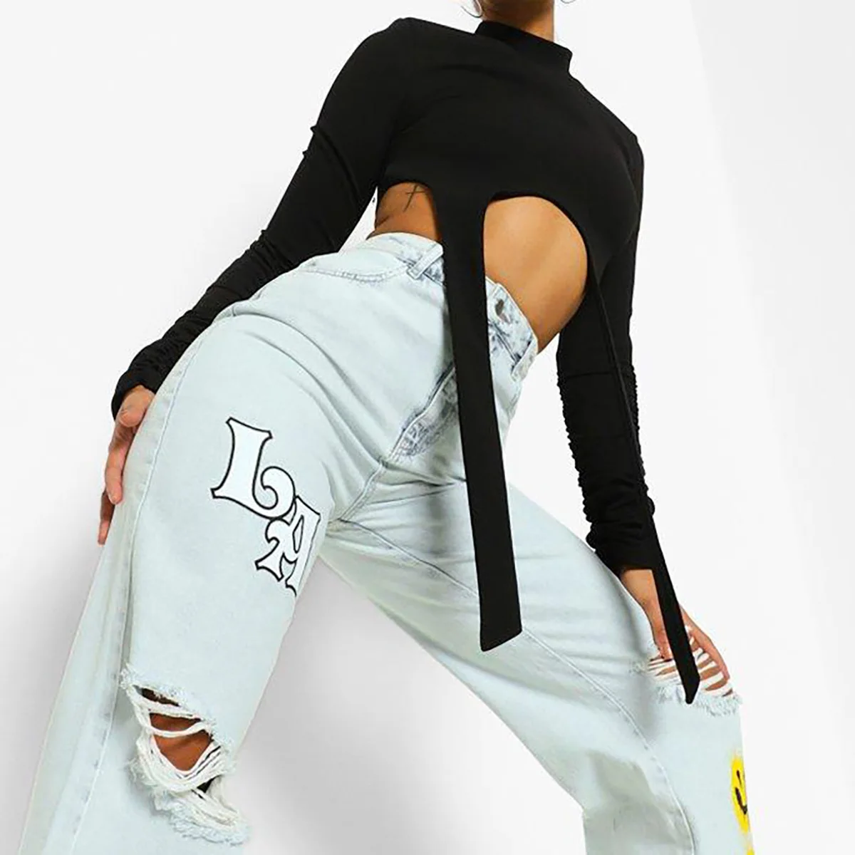 

2023 European and American Summer New Women's Bottom Shirt Short Top Long Sleeve T-shirt Women's Ins