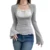Elegant Lady Square Collar T Shirt Kawaii Clothes Fairy Grunge Long Sleeve Ribbed Tops y2k Tees 2000s Women Streetwear