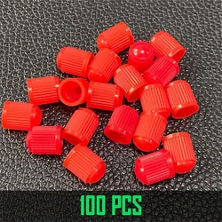 Premium Tire Valve Caps with Rubber Seal - Dustproof and Durable for Cars, Trucks, and Bikes (Red - 100Pcs)