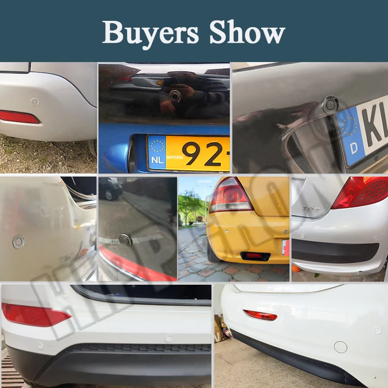 Hippcron Car LED Parking Sensor Kit 4 Sensors 22mm Reverse Radar Sound Alert Indicator System 8 Colors