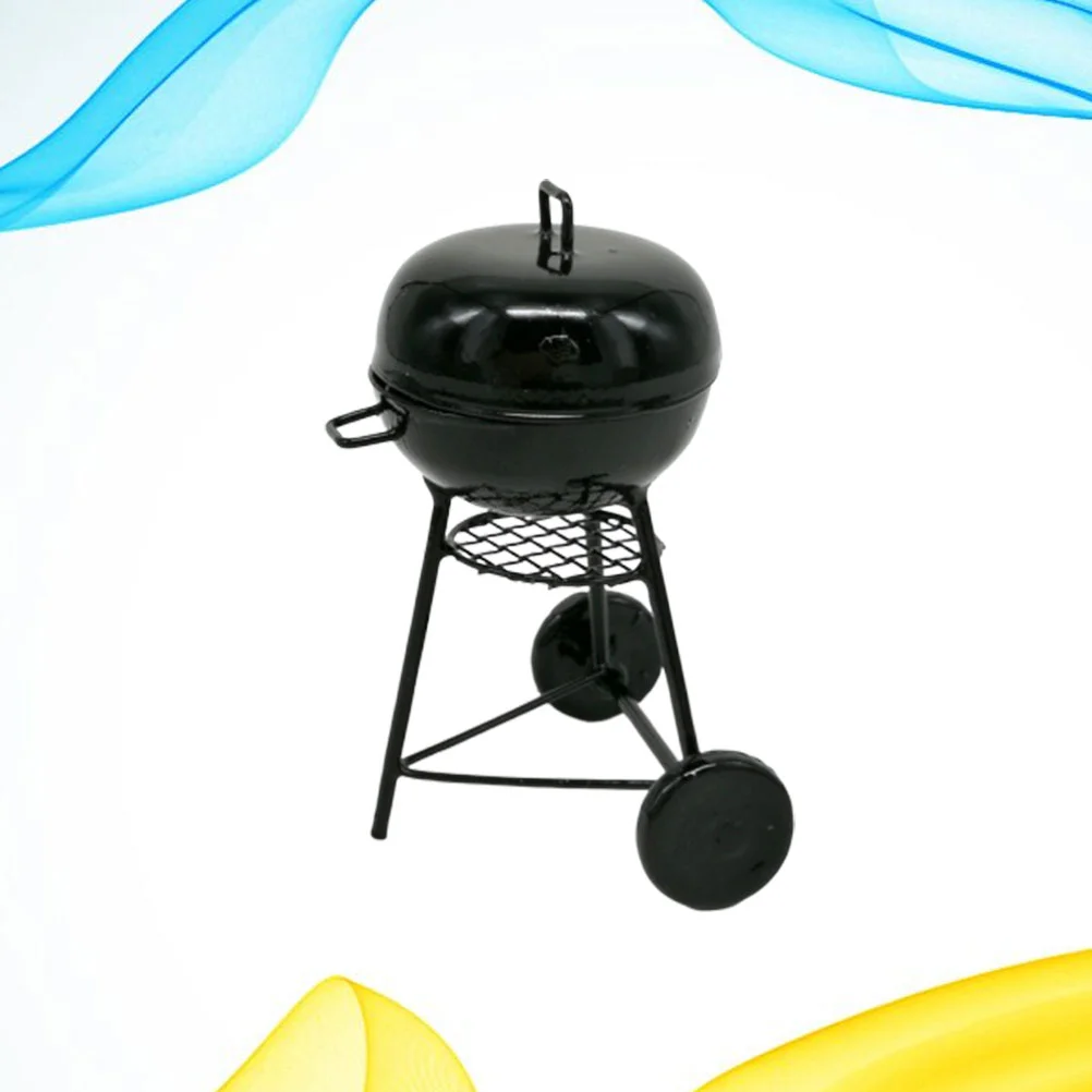 

Dollhouse Simulated Grill Model Toys Micro Grill Decor Layout Props Iron Ornaments for Dolls House Micro World Accessories Black