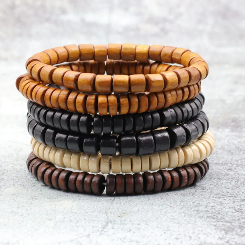 Natural Wood Beaded Men Bracelet