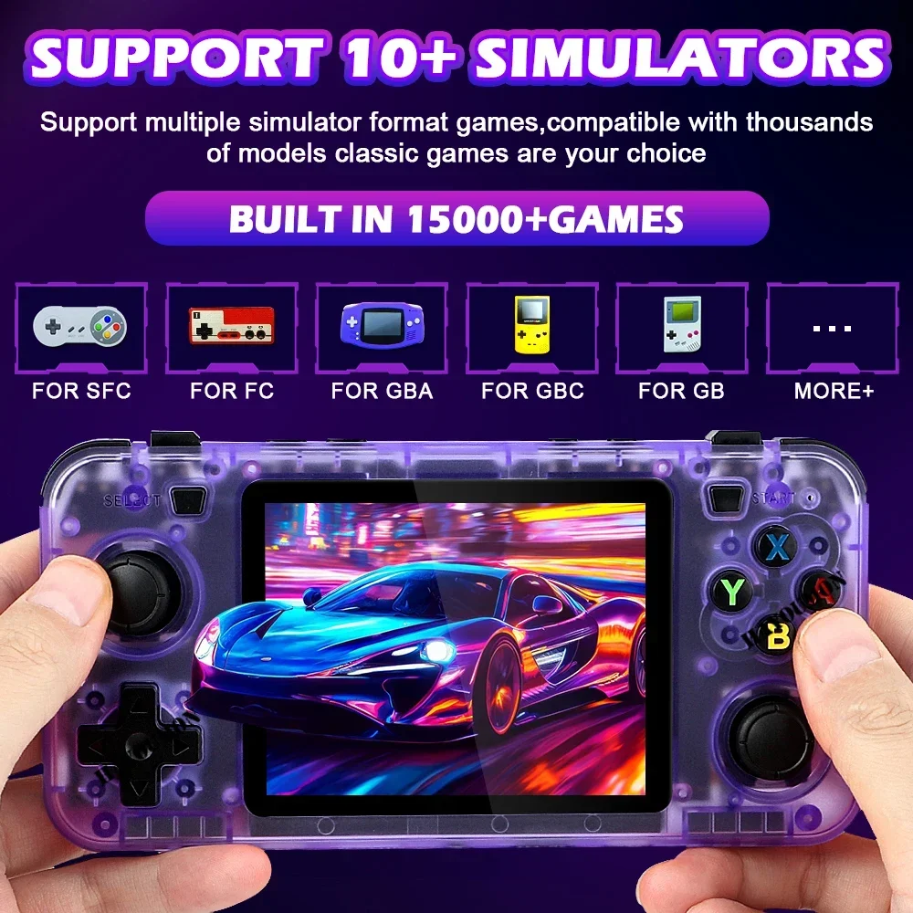 Transparent Black R36H Retro Handheld Video Game Console 3.5 Inch IPS Screen 15000+ Games 10+ Emulator for PS1/PSP/DC/N64/GB view 4