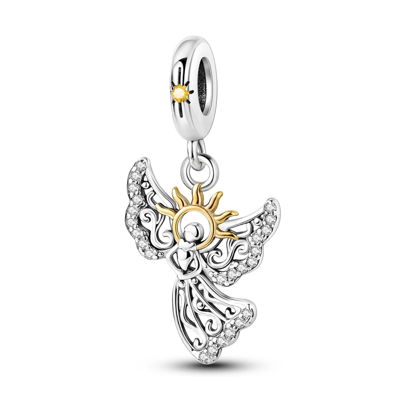 

Elegant 925 Sterling Silver Wings Unfold Sun Goddess Charm Fit Pandora Bracelet Women's Banquet DIY Jewelry Accessories