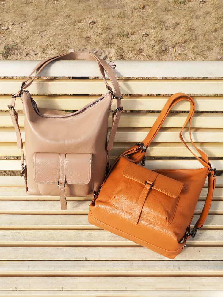 حقيبة كتف نسائية Zency ، جلد أصلي ، حقيبة يد بسعة...