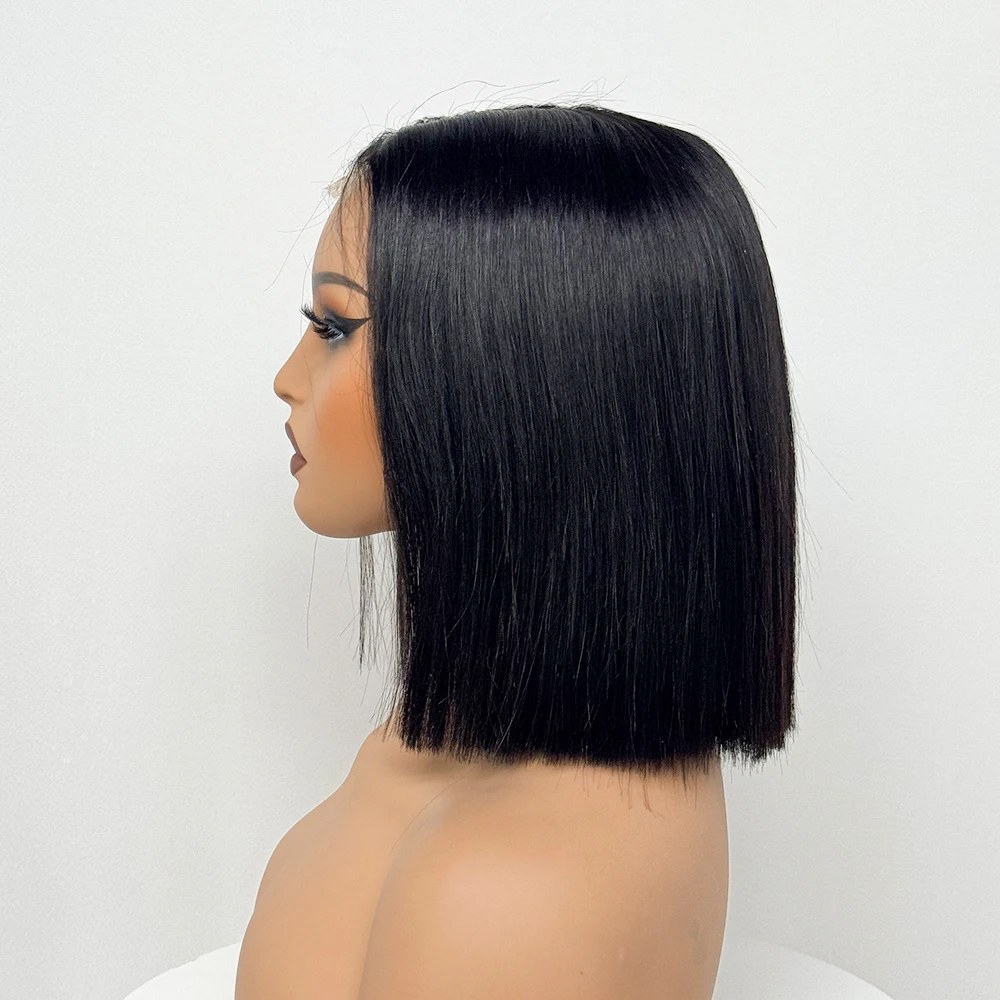 Real HD Lace 5x5 Bob Wigs 2x6 Lace Closure Wig Bone Straight 300% Density Super Double Drawn Human Hair Wig  for Black Women
