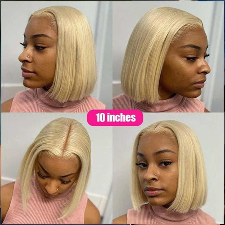 Honey Blonde 613 Colored Human Hair Wigs T Part Lace Wig For Women Human Hair Remy Brazilian Cheap Straight Short Bob Wig
