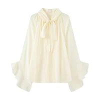 Perspective Women Shirt 2026 Spring New Bow Tied Blouse Woman Tops Lady Ruffles Flare Sleeve Loose Elegant Blouses - Image 4