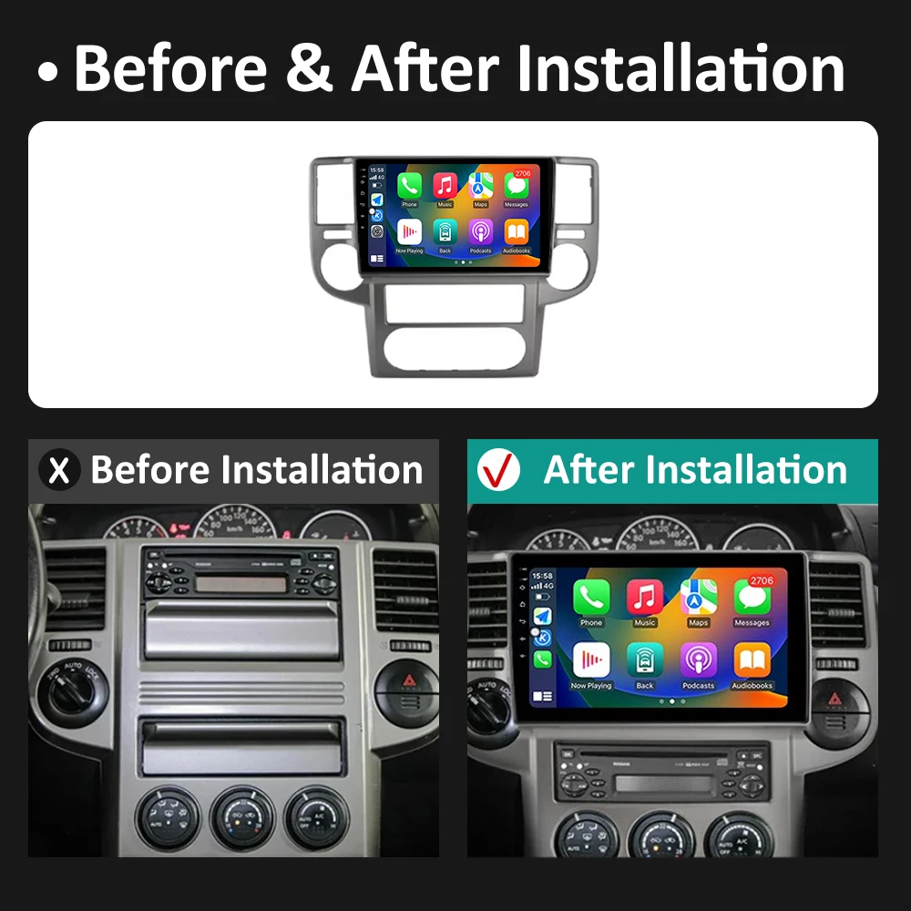 10.1 Inch For Nissan X-Trail 2003-2007 Car Radio Stereo GPS MP5 Android Player 2 Din Head Unit Panel Fascia Frame Dash Cover