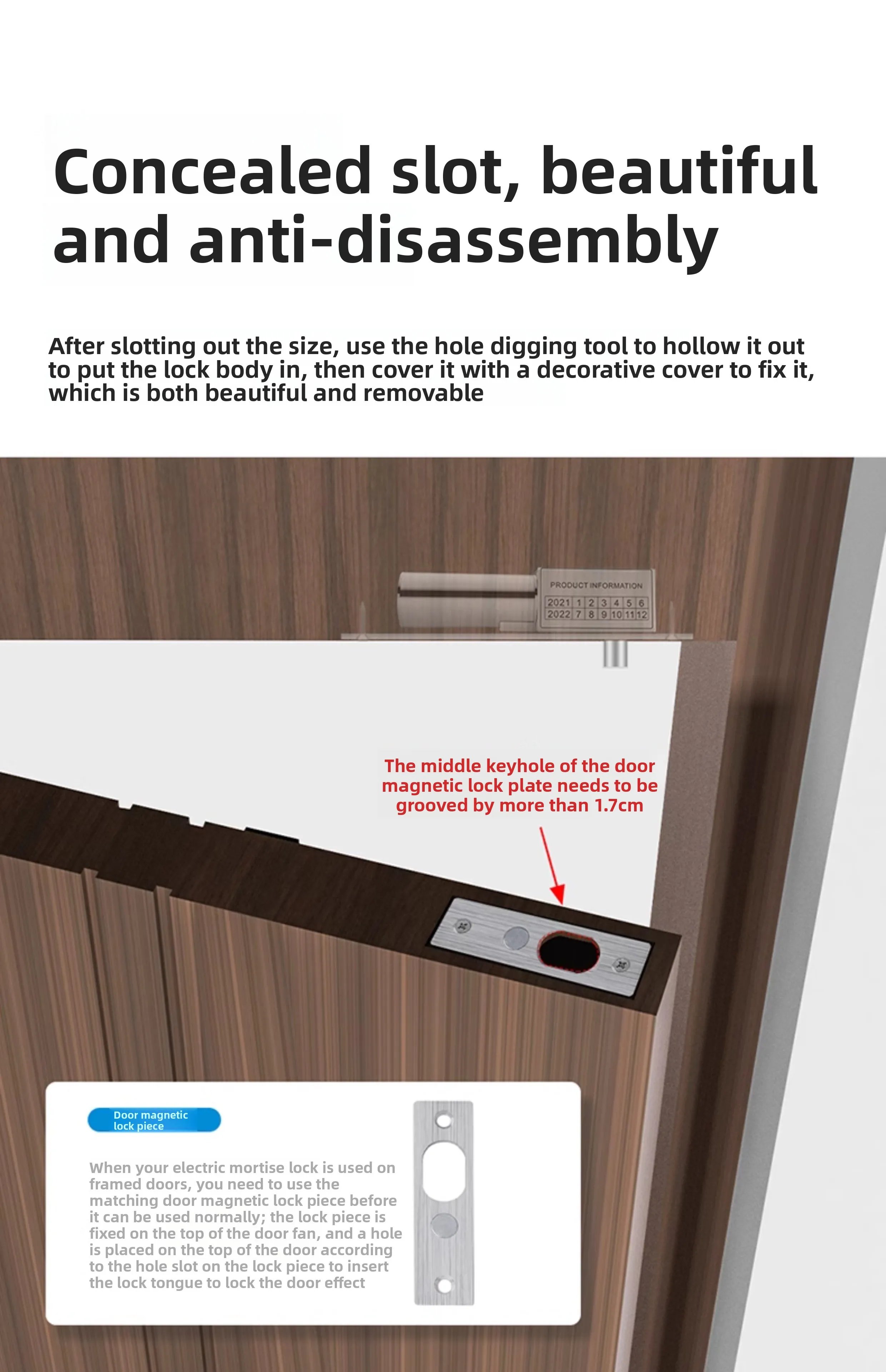 access control electric interlock concealed embedded electronic control lock gla