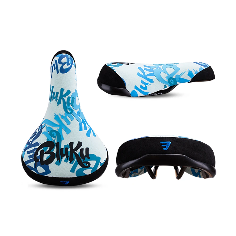 Selle Vélo Noire Avec Logo Brodé – Flanelle, Rails 8mm – Pour VTT, BMX, Wheelie