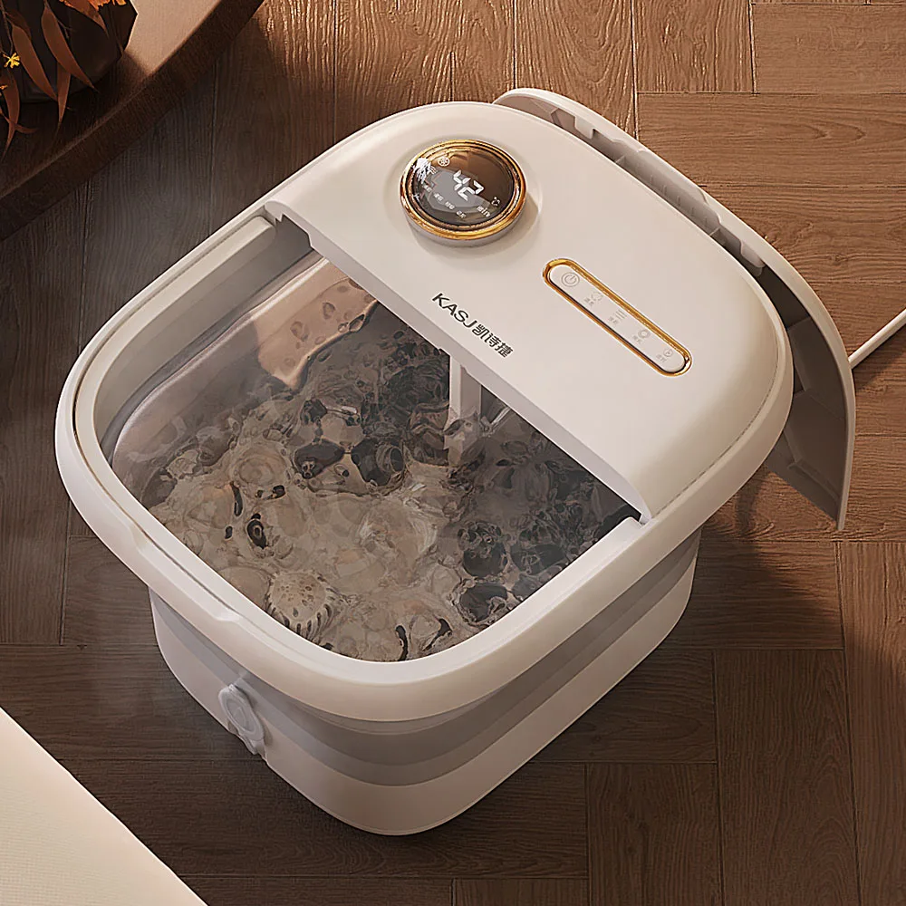 Automatic Heated Foot Bath Massager Redlight Bubble Soaking Pedicure Spa Washing Basin Bathtub for Family