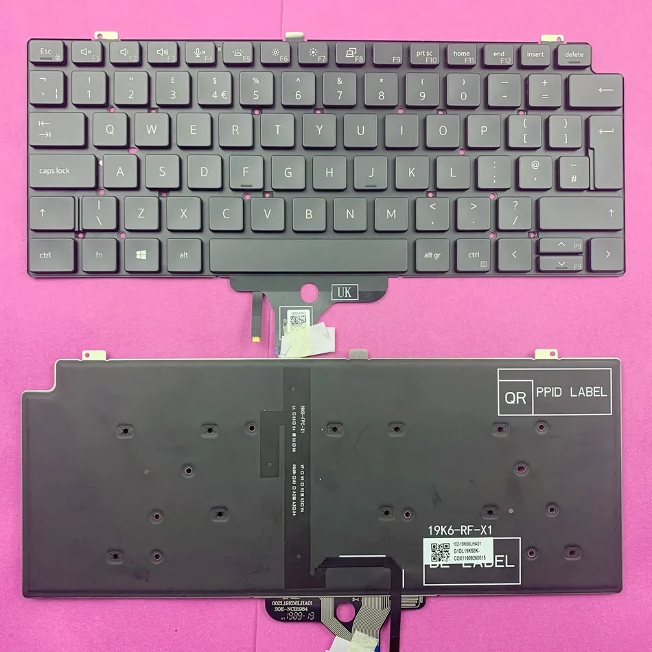 

UK Backlit Laptop Keyboard For Dell Latitude 5320 7310 7320 2 in 1 Keyboard Without Frame UK Layout