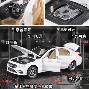 2021 New Diecast Model Cars 1:32 Alloy Miniature Mercedes Benz C260L Metal Vehicle Pull Back for Children’s Gifts Collection Toy