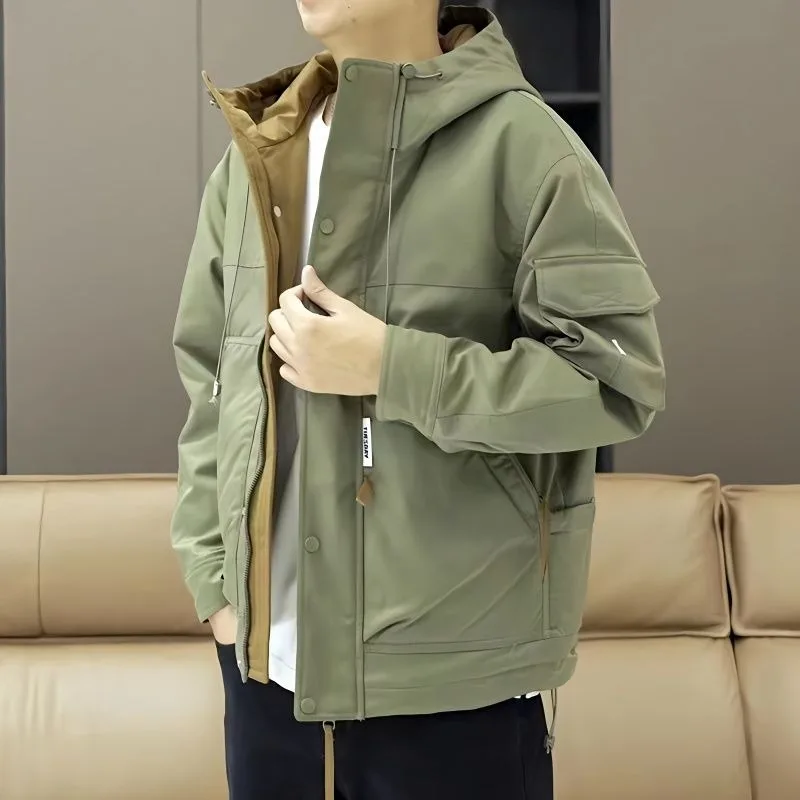 

COZOK Jackets for Men Spring and Autumn Casual and Handsome Korean Workwear Cotton Clothes 2023 New Trendy Tops Men's Jackets