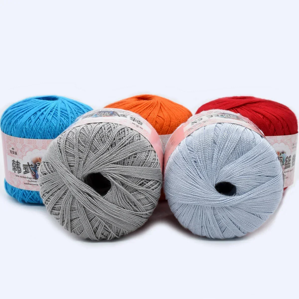 손바느질 뜨게 100% 코튼 크로셰 실, Worsted 2 ply 중간 얇은 0.8mm, 8  레이스 면사, 50g, 400m, 437yd, 5 개