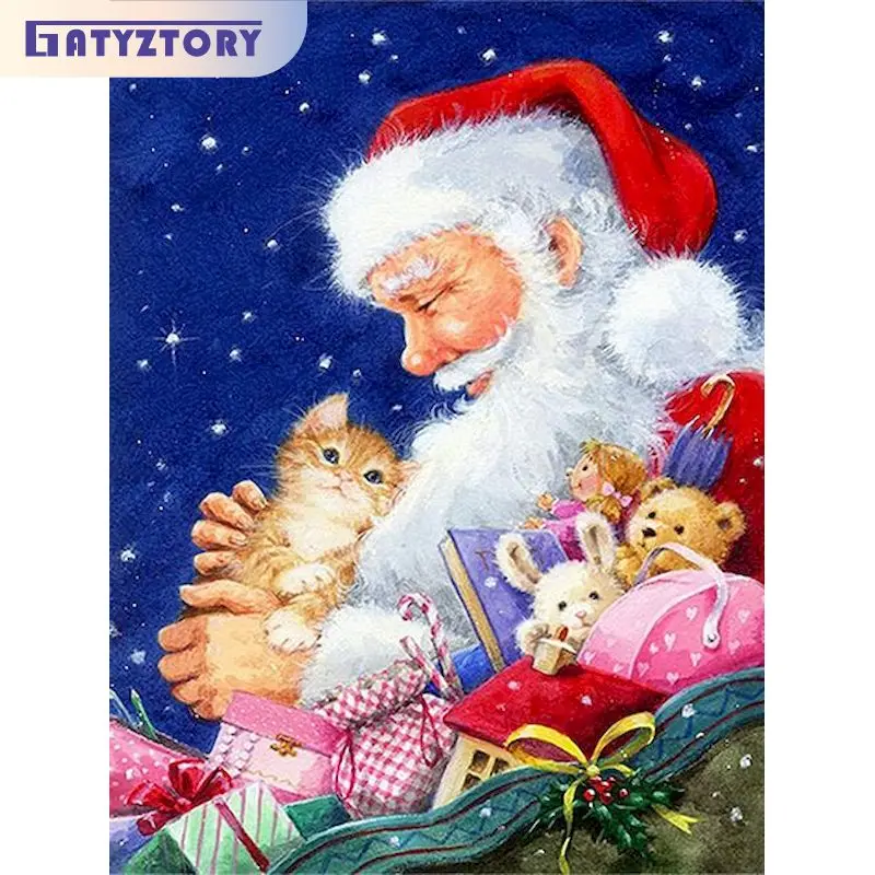 

GATYZTORY Diamond Painting 5D DIY Diamond Mosaic Portrait Cross Stitch Kits Embroidery Santa Claus Needlework Art Home Decor