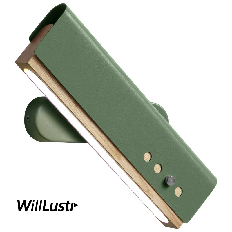 

Modern LED Wall Lamp Wood Iron Sconce Hotel Restaurant Bar Porch Foyer Corrider Aisle Bedside Yellow Green Minimalist Lighting