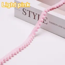 Mini Pom Pom Fringe Ribbon Lace Trim for DIY Home Decor and Crafts - 35 Vibrant Colors (Light pink)