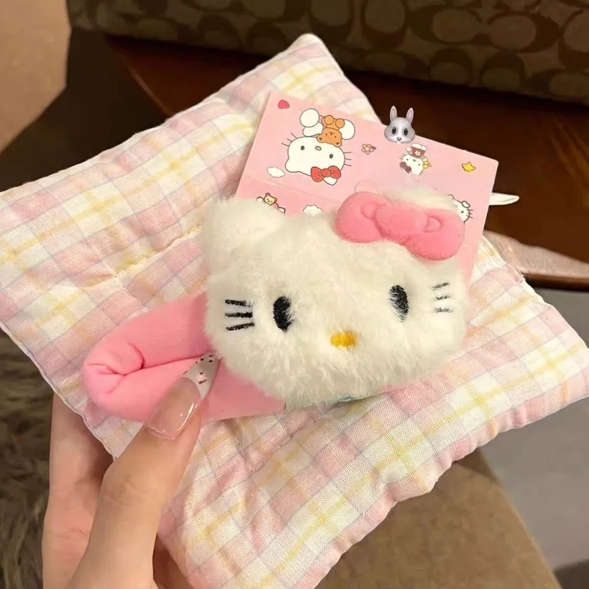 Pink Cat plush duckbill clip