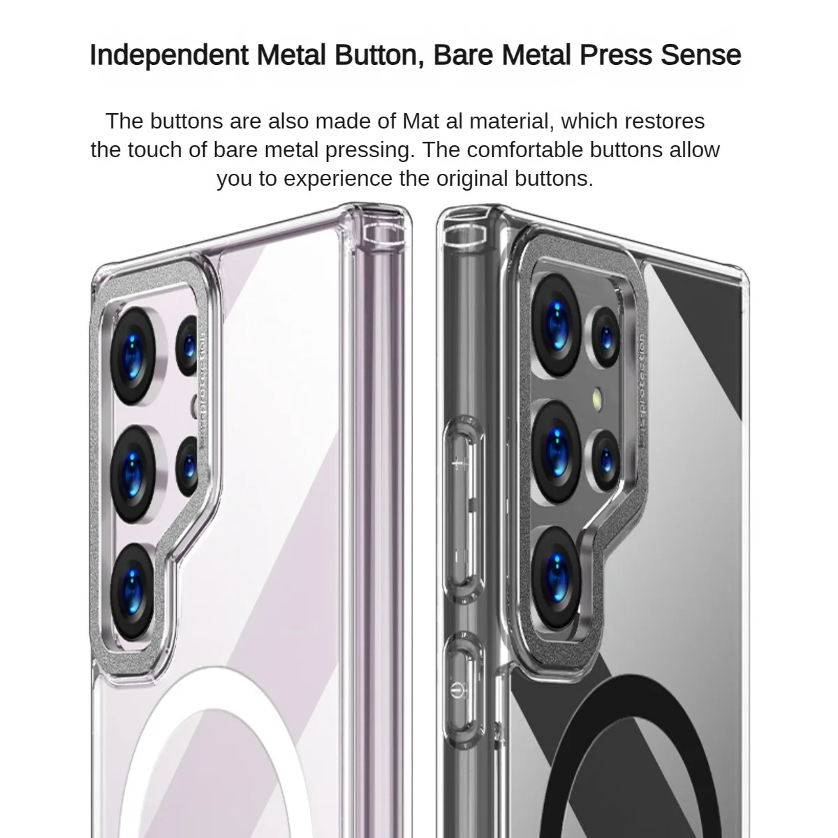 For Magsafe Samsung Galaxy S24 S23 Ultra Plus Case Skin Friendly Transparent Metal Lens Magnetic Wireless Charging Hard Cover