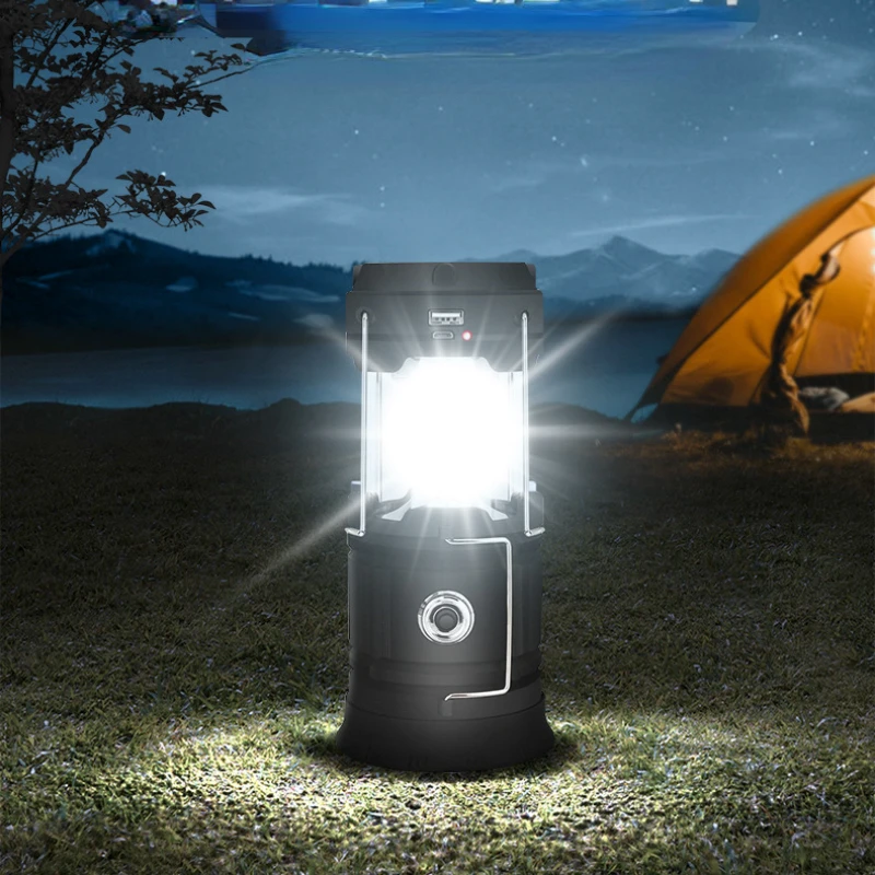 New LED Camping Lights USB Rechargeable Portable Camping Lamp Solar Intelligent Four effect Mode