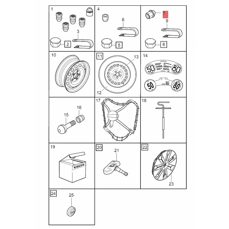 Jeu De 5 Écrous De Roue Pour Volvo S40/V40/V50/C30/S70 - Compatible Références 31200241, 31373474 - Acier - 5