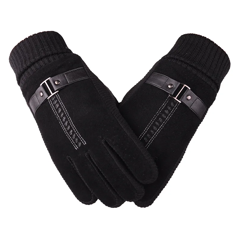 

Pigskin gloves men's cycling motorcycle cold proof and warm gloves thickened and plush warm winter touch screen gloves ZP065