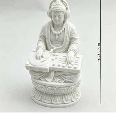 3D Printed DJ Buddha Figurine with Headphones - Creative Zen Desktop Decor Ornament & Party Gift