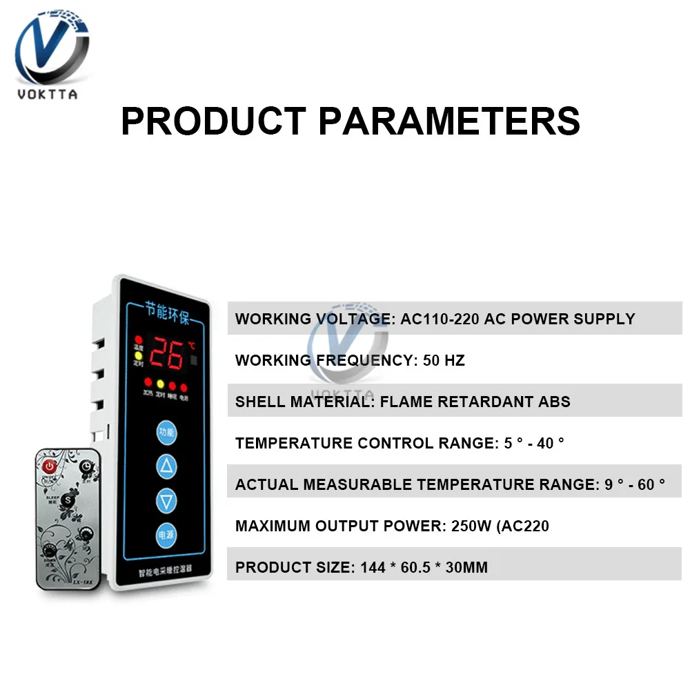AC110V-220V 2500W Intelligent Electric Heat Thermostat Temperature  Controller with Infrared Remote Control for Electric Radiator - AliExpress