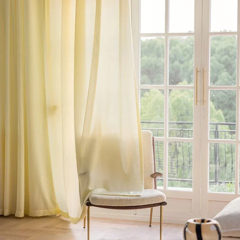 Yellow Tulle Sheer Modern Curtains for Living Room Bedroom Dining Kitchen Luxury Ready-made Curtains Customize 3