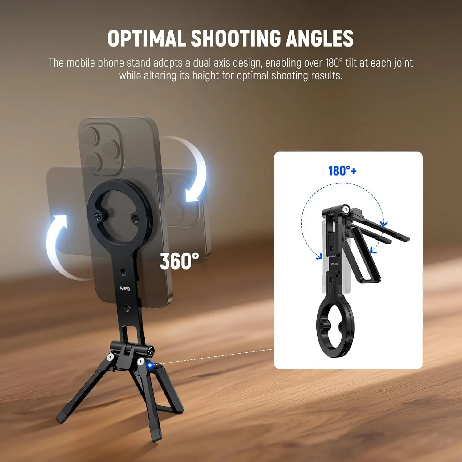 Dual Magnetic Phone Tripod Stand Metal Cell Mount Grip for MagSafe iPhone Samsun