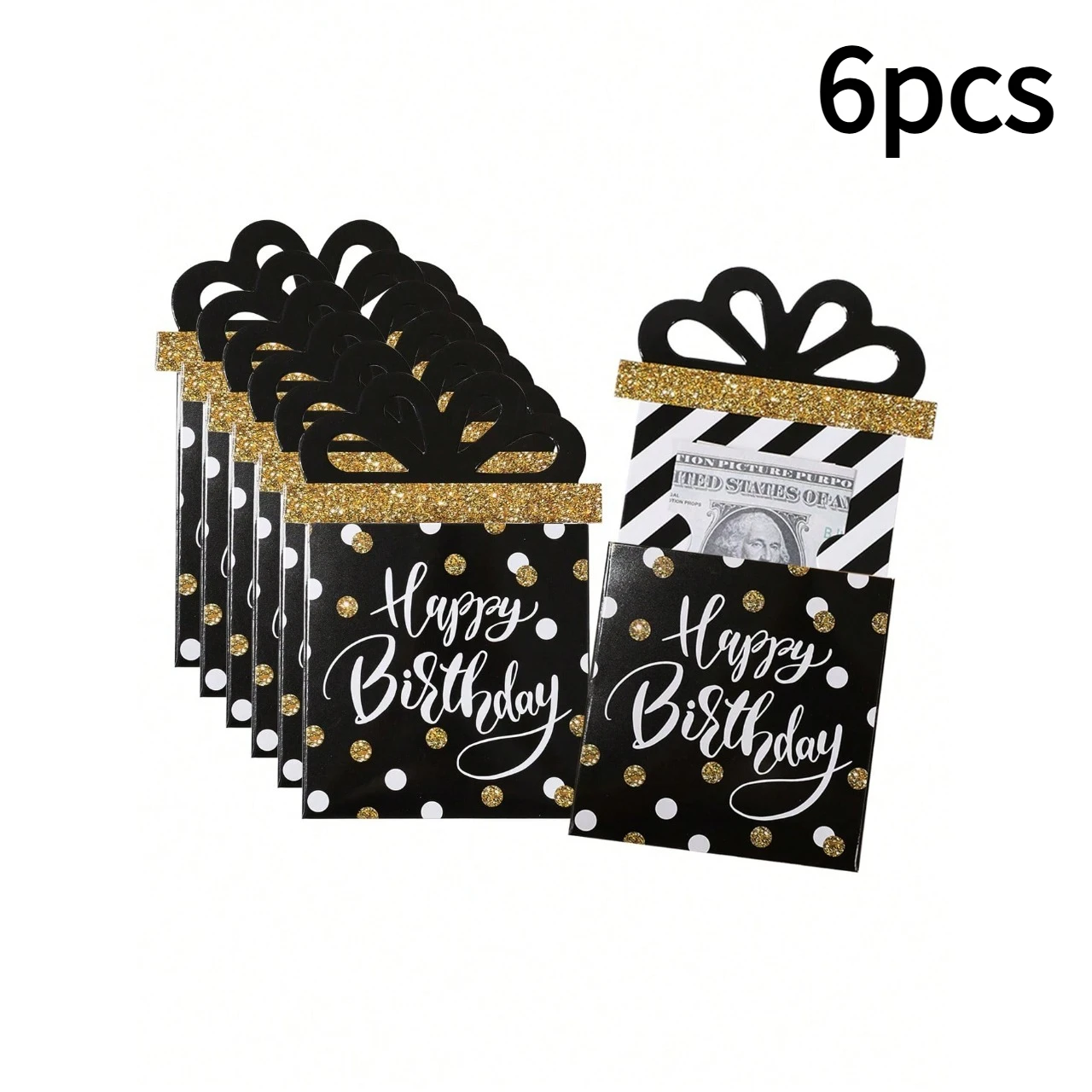 6pcs Happy Birthday Money Holder Cards Birthday Party Money Gift Bags,Birthday Cash Gift Envelopes,Cash Box,Gifts Packaging Card