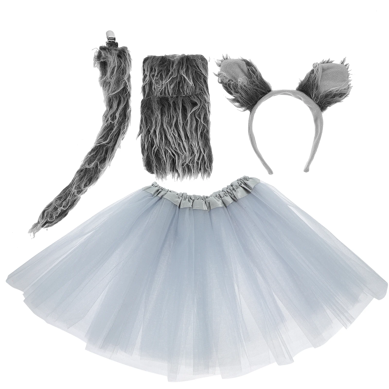 Ears Set With Tail Headband Party Costume Prop Animal Accessories Stage Performance Costumes Wolf Hairband Cosplay