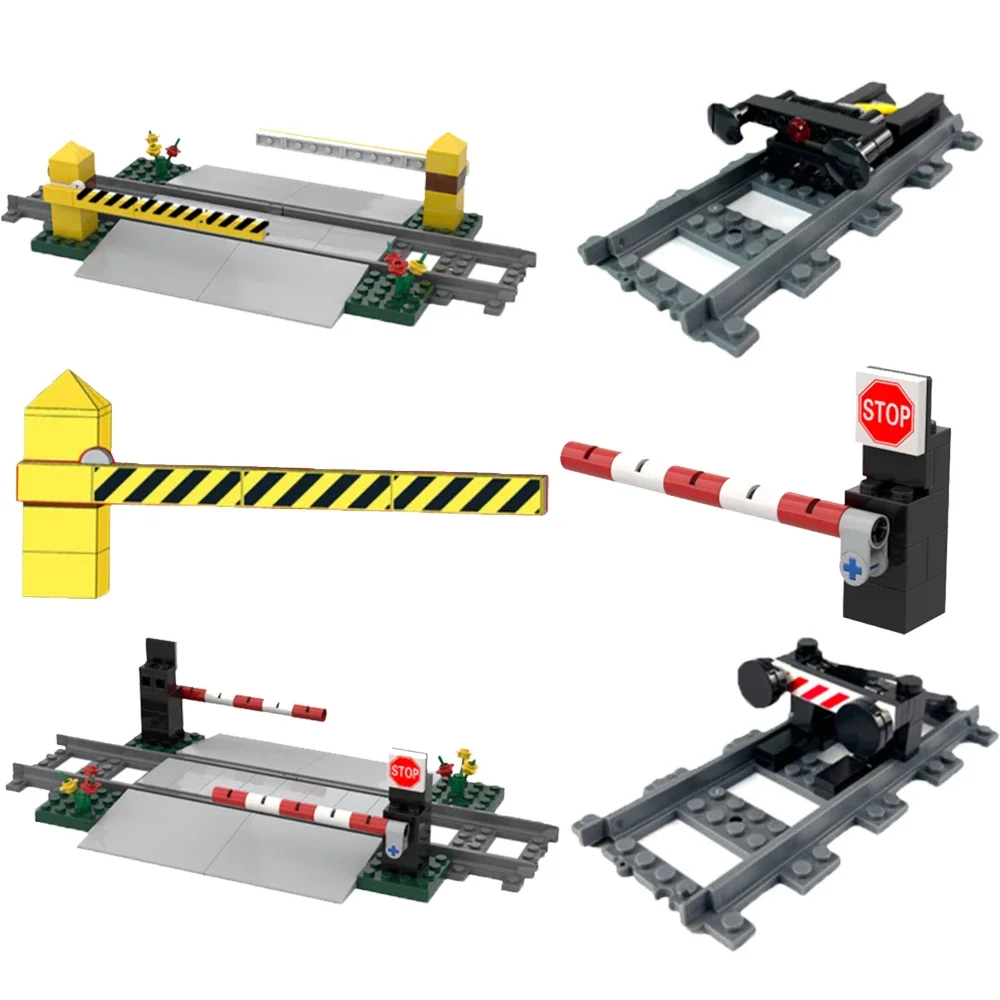 City Train Railway Building Blocks Set - Tracks, Station, and Buffer Stop Bricks Collection